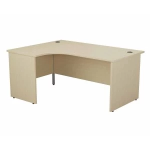 image of TC Office Left Hand Crescent Desk with Panel End Legs 1800 x 1200mm, Maple