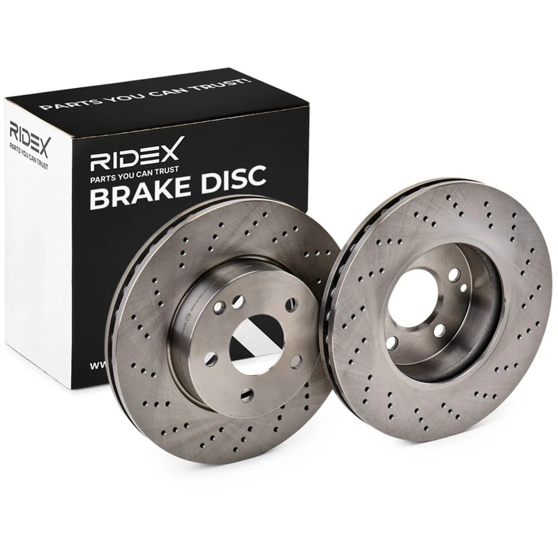 Image of RIDEX 82B0447 Brake disc Front Axle, perforated/vented, Cast Iron, Uncoated, Untreated, without bolts/screws Cast Iron Brake Disc (82)