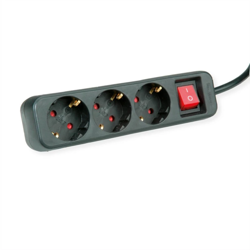 Image of ROLINE 19.07.1070 power extension 6m 3 AC outlet(s) Indoor Black
