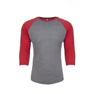 Image of Next Level Adults Unisex Tri-Blend 3/4 Sleeve Raglan T-Shirt (XXL) (Vintage Red/Premium Heather)