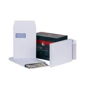 Image of Plus Fabric Gusset Envelopes 120gm2 Peel and Seal Window C4 White 1 x Pack of 100