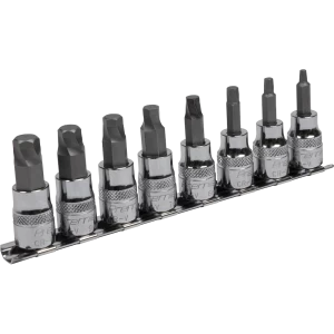 image of Sealey 8 Piece 3/8" Drive Lock On Hexagon Socket Bit Set Metric 3/8"