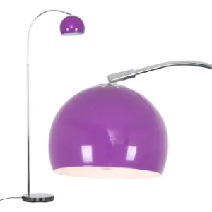 Image of Curva Floor Lamp in Chrome with Purple Shade