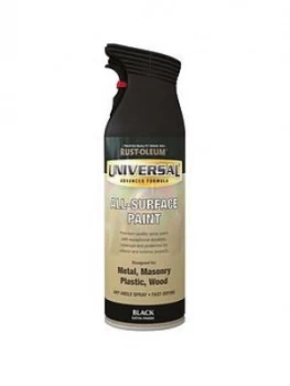 image of Rust-Oleum Universal Metal And All-Surface Satin Finish Spray Paint ; Black 400ml