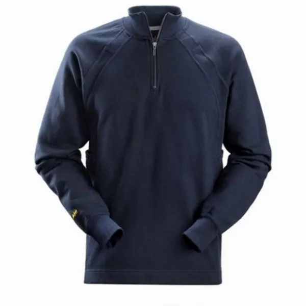 image of Snickers 2813 Mens 1/2 Zip Sweatshirt Black with MultiPockets 28139500007 Colour: Navy