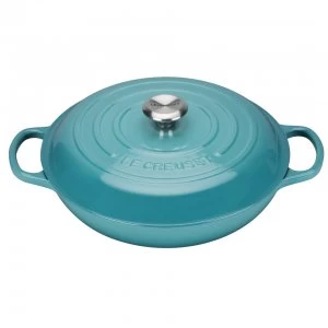 image of Le Creuset Signature Cast Iron Shallow Casserole Dish - 30cm - Teal