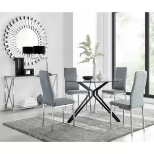 Image of Cascina Dining Table and 4 Grey Milan Chairs - Elephant Grey