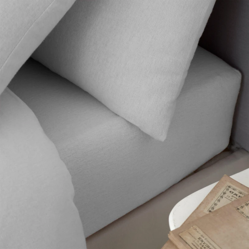 Image of Catherine Lansfield Catherine Lansfield 'Brushed Cotton' Fitted Sheet in Grey Size: Double Fitted Grey Double Fitted Unisex 5057681115320