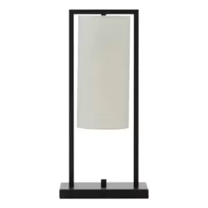 Image of Interiors By Premier Table Lamp - Black Base/White Linen Shade