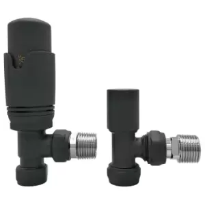 image of Anthracite Thermostatic Angled Radiator Valves