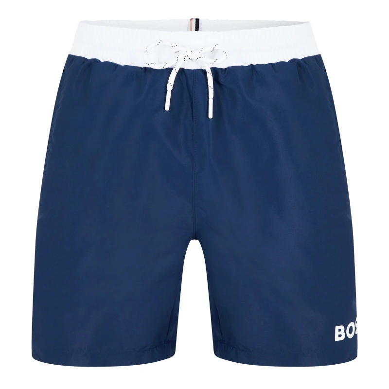 Image of Boss Mens Starfish Breathable Mesh Swim Shorts Navy male X Large