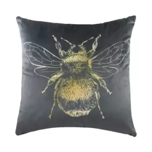 Image of Gold Bee Cushion Grey/Gold