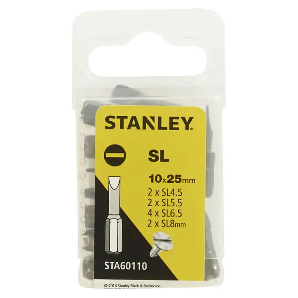 image of Stanley Fatmax 10pc 25mm Slotted Screwdriver driver bits - STA60110-XJ