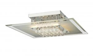 Image of Flush Ceiling Square 6 Light Polished Chrome, Glass, Crystal