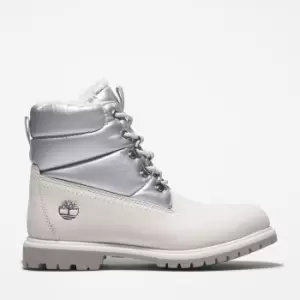 Timberland Premium 6" Puffer Boot For Her In White, Size 8