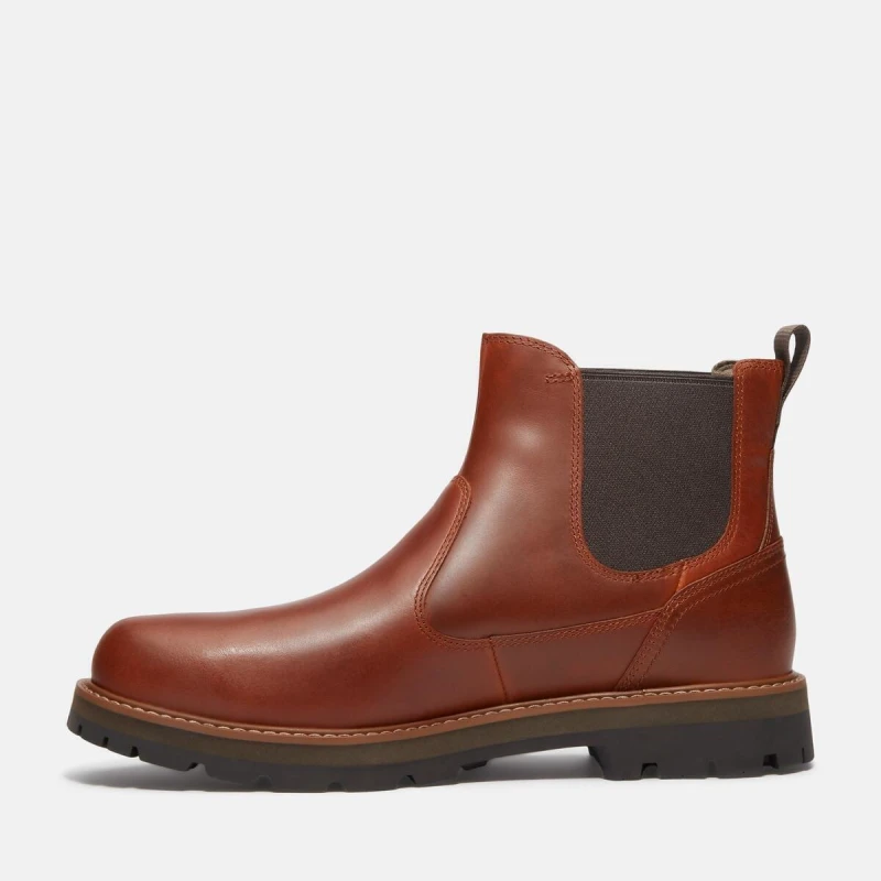Image of Timberland Mens Britton Road Elastic Side Panel Chelsea Boots Mid Brown male 8 (42)
