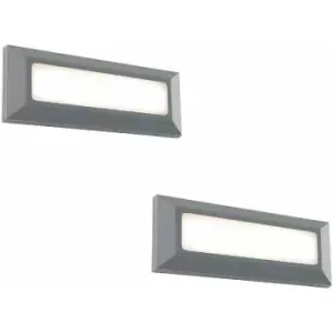 Image of Loops - 2 pack Outdoor IP65 Pathway Guide Light - Direct 3W Warm White LED - Gray abs