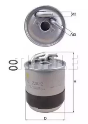 image of Fuel Filter KL228/2D 76832422 by MAHLE Original