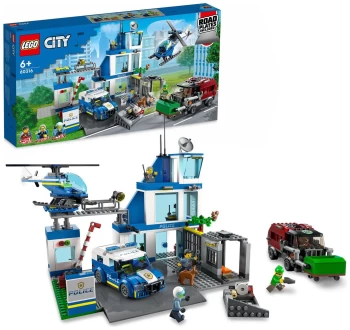 image of LEGO City Police Station Truck Toy & Helicopter Set 60316