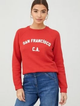 Image of WHISTLES San Francisco Logo Sweatshirt - Red Size M Women