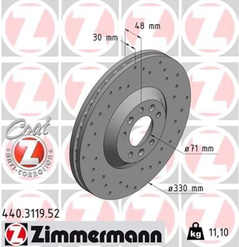 Image of ZIMMERMANN Brake disc ZIMMERMANN 440.3119.52