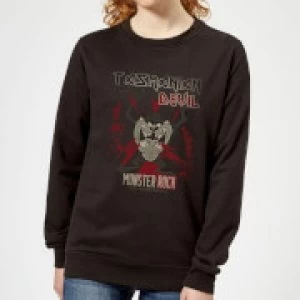 Image of Looney Tunes Tasmanian Devil Monster Rock Womens Sweatshirt - Black - M
