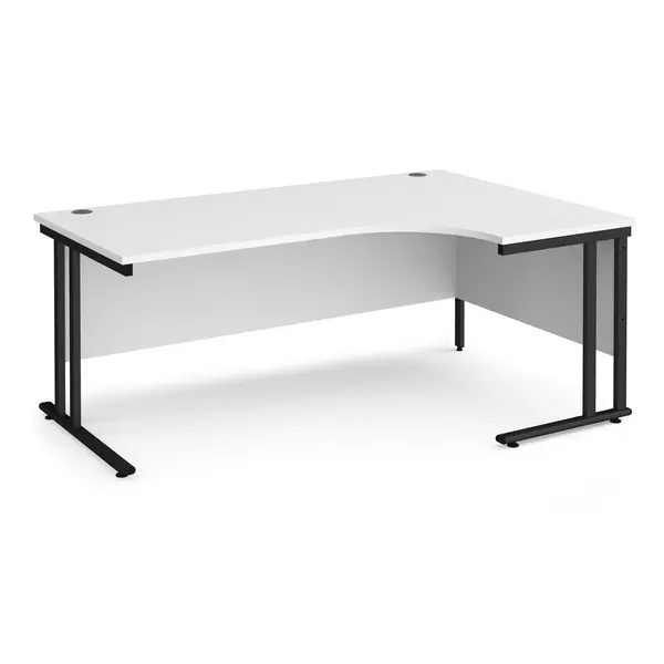 image of Maestro 25 Right Hand Ergonomic Desk with Black Frame and White Top - 1800mm