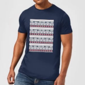 image of Star Wars AT-AT Pattern Mens Christmas T-Shirt - Navy - L