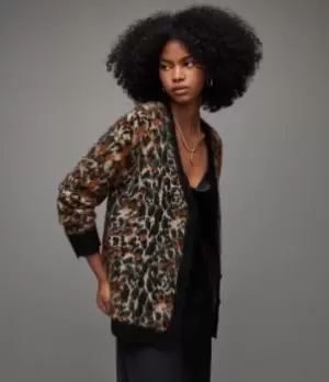 Image of AllSaints Womens Leopard Star Cardigan, Brown, Size: XS