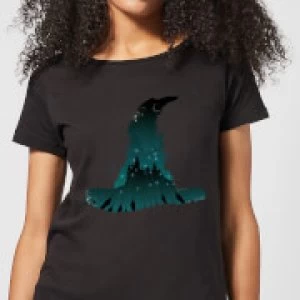Image of Harry Potter Sorting Hat Silhouette Womens T-Shirt - Black