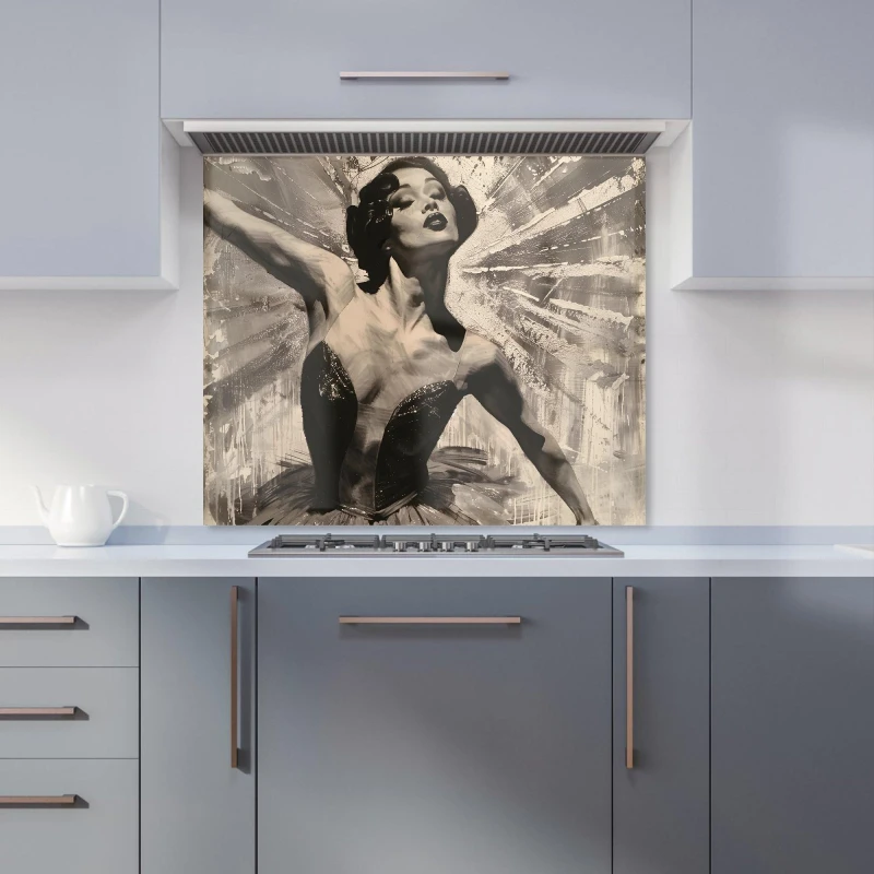 Image of Warren Reed - Designer 1920s Ballerina Radiance Kitchen Splashback Size: 600mm x 750mm Multicolor Unisex 600mm x 750mm