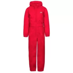 Image of Trespass Childrens/Kids Button Rain Suit (7-8 Years) (Red)