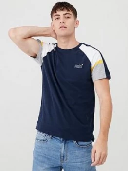 Image of Superdry Crafted Casual Baseball T-Shirt - Dark Navy, Size XL, Men