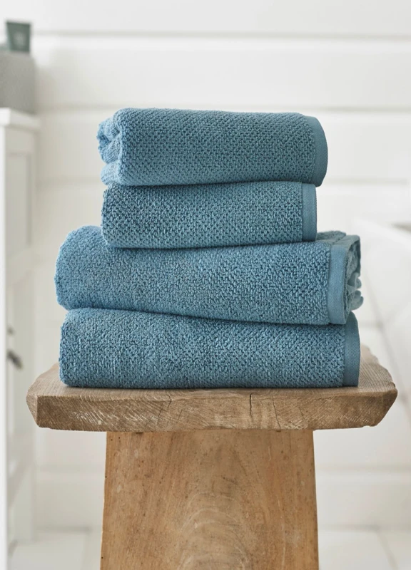 Image of Deyongs Deyongs Romeo Luxury Textured Quik Dri 100% Cotton Towels in Mid Blue Size: Hand Towel Mid Blue Hand Towel Unisex 5054990129659