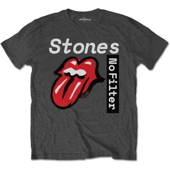 Image of The Rolling Stones - No Filter Text Unisex Large T-Shirt - Grey