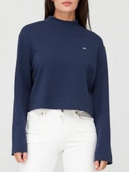 image of Tommy Jeans Solid Hybrid Long Sleeve Jumper - Navy