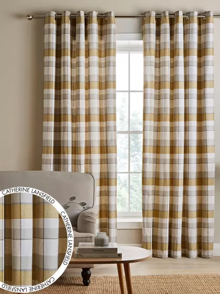 image of 'Brushed Cotton Thermal Check ' Curtains Two Panels