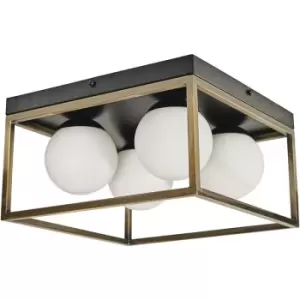 Image of Minisun - Black & Antique Brass 4 Way Ceiling Light Fitting - No Bulb