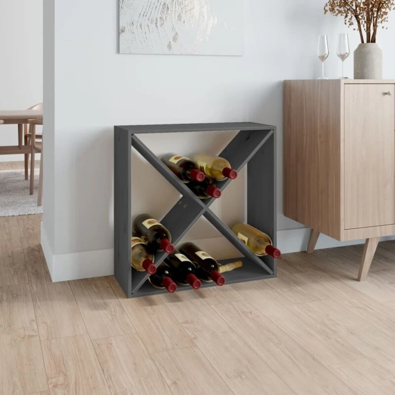 Image of VIDAXL Wine Cabinet Grey 62x25x62cm Solid Wood Pine Vidaxl 8720845557126