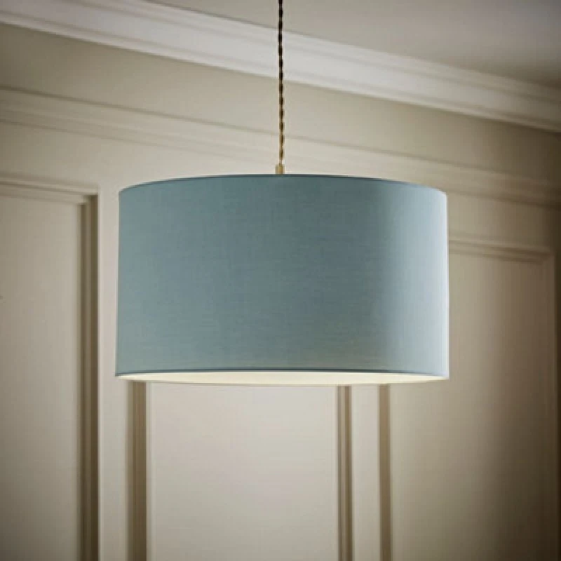 Image of Valuelights Reni Duck Egg Blue Fabric Drum Ceiling Lamp Shade (D)45Cm