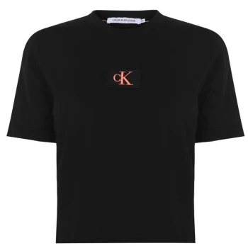 Image of Calvin Klein Jeans Badge Crop T Shirt - BAE Black