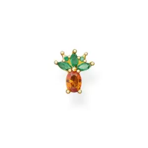 image of THOMAS SABO Gold Plated Pineapple Single Ear Stud