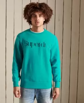 Image of Superdry Mens Core Logo Source Crew Sweatshirt Green / Opal Green - Size: L