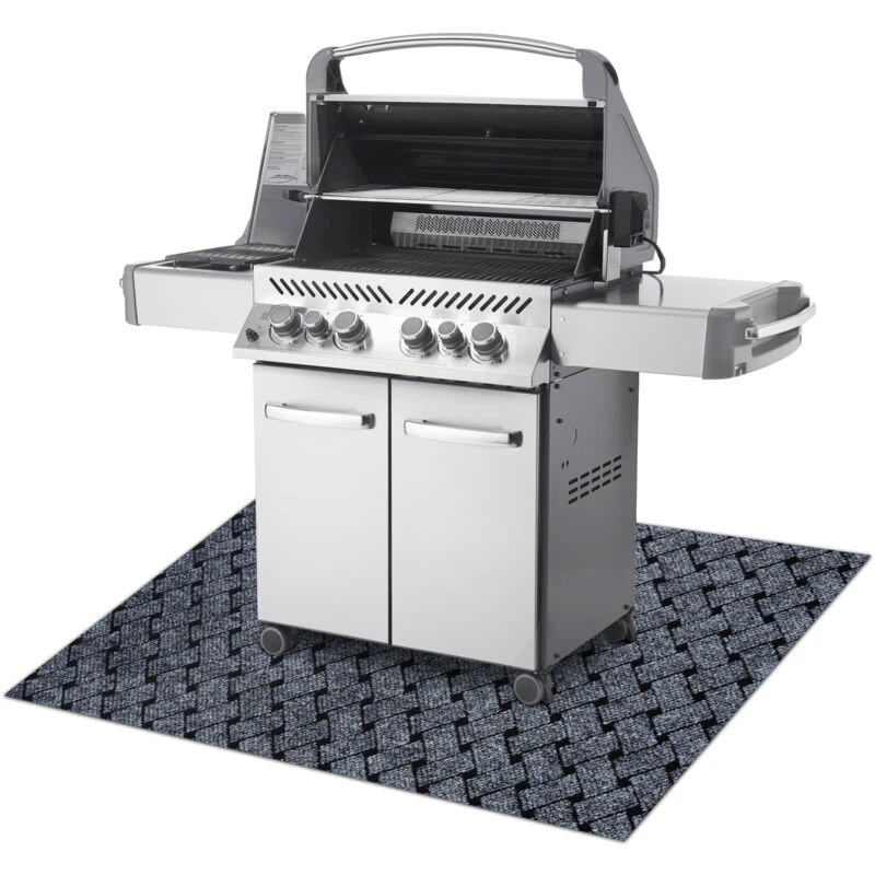 Image of RUGSX Vectra 902 protective grill mat for terrace, outdoor - light grey grey 100x120cm @234418