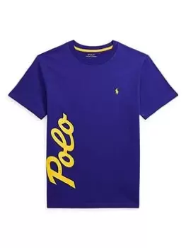 Image of Ralph Lauren Boys Polo Logo T-Shirt - Blue Size 12-14 Years=L