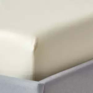Image of Cream Organic Cotton Fitted Sheet 400 Thread Count, King - Cream - Cream - Homescapes