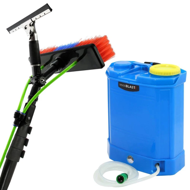 Image of Monstershop 16L Water Fed Backpack & 20ft Cleaning Pole in Blue Blue Unisex