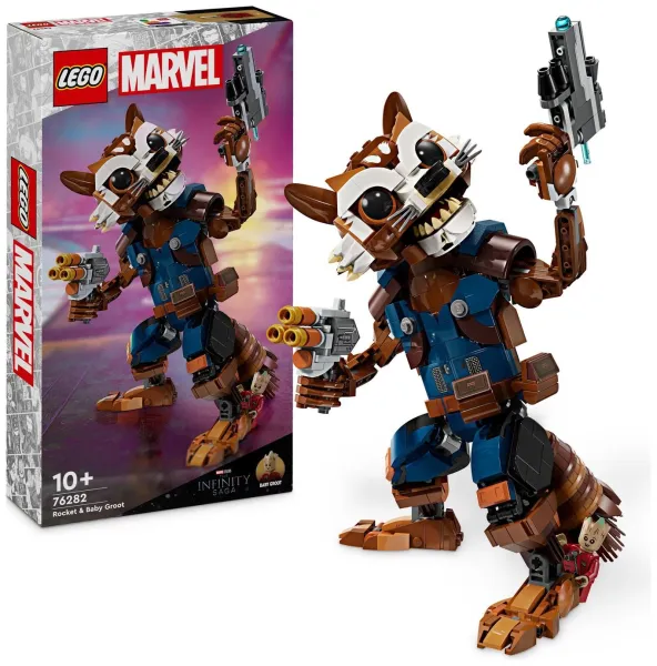 image of LEGO Marvel Rocket & Baby Groot Buildable Toy Figures 76282