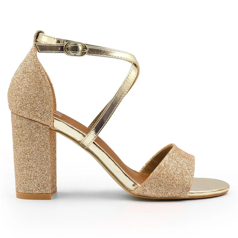 Image of Wheres That From Silver Ruth Mid High Block Heel Sandals Silver female 5