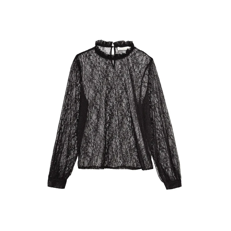 Image of La Petite Etoile Womens lace blouse La Petite Etoile Ordilla Noir Female 38
